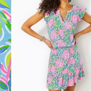 🐢🆕Lilly Pulitzer Ravi Skirted Romper French Blue Turtley in Love, Medium🐢
